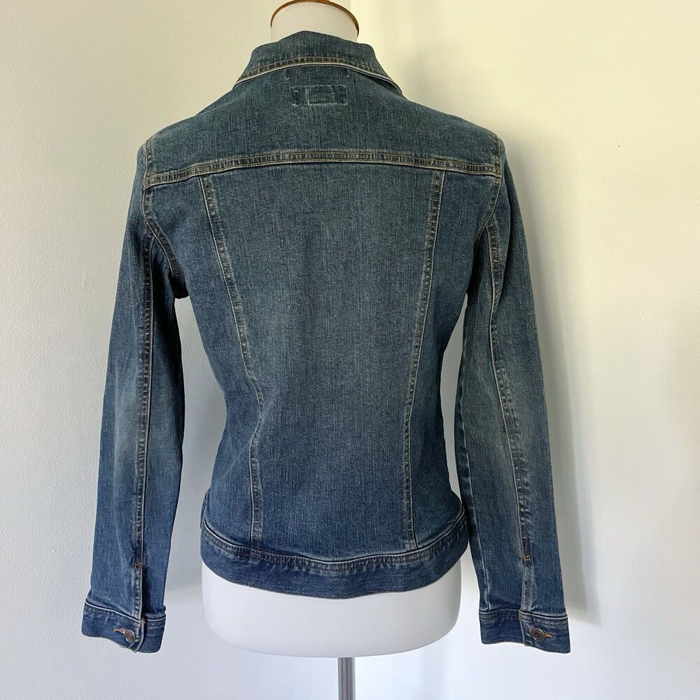 Vintage Old Navy Denim Jacket S Small Stretch Cotton Y2K Revival Utility Chic - Picture 7 of 16